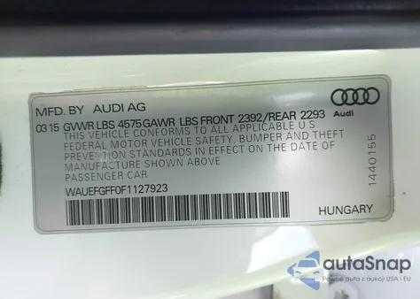 2015 Audi A3 2.0T Premium из США, поврежденный, VIN WAUEFGFF0F1127923
